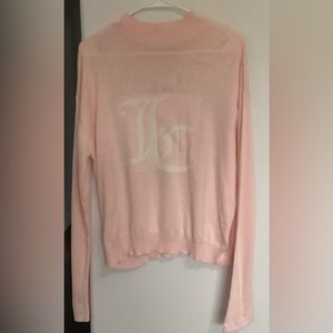 Juicy Couture Mock Neck Intarsia Logo Sweater in Rose Quartz